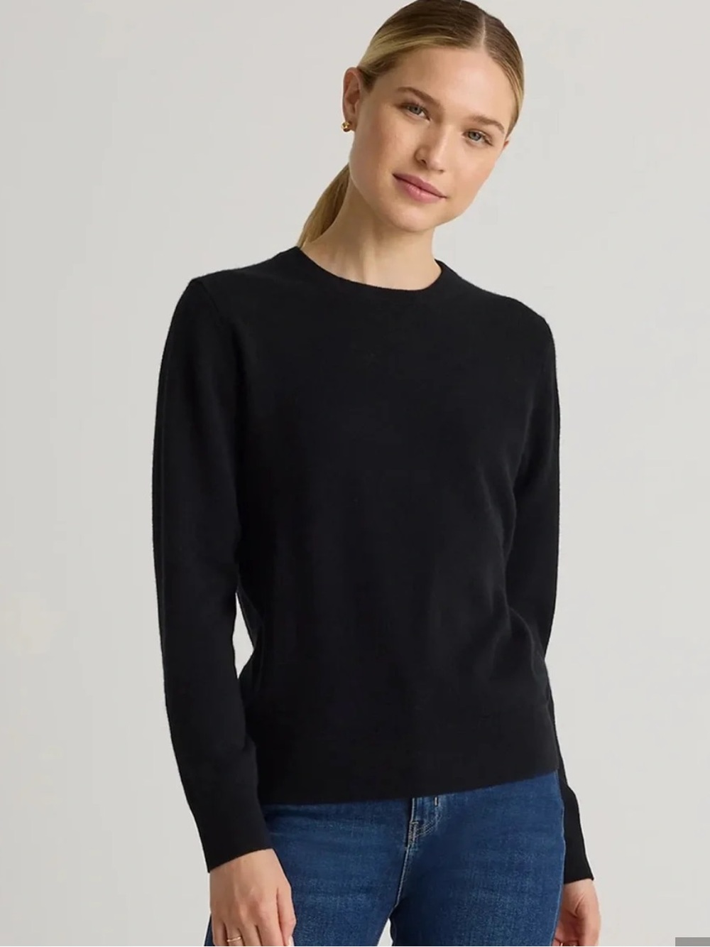 Quince 100% Mongolian Cashmere Black Crewneck Sweater L